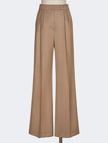 Wool Twill Trousers for Women - Hazelnut Brown - Max Mara UAE
