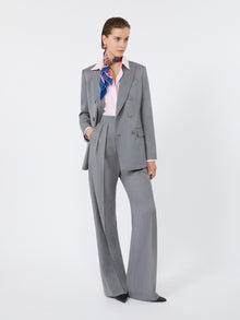 Wool Twill Trousers for Women - Medium Grey - Max Mara UAE