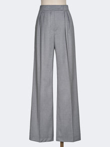 Wool Twill Trousers for Women - Medium Grey - Max Mara UAE