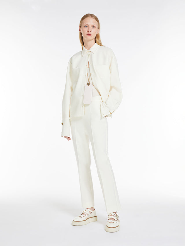 Wool crêpe ankle-length trousers