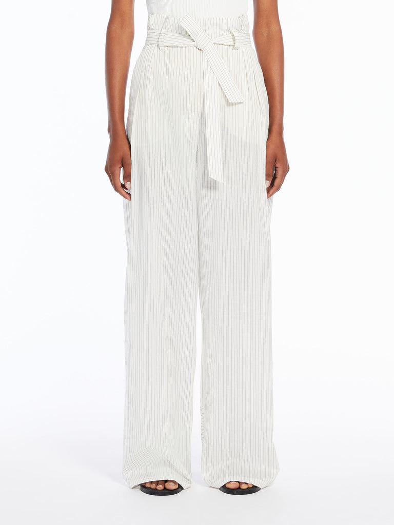 Wide trousers in pinstriped canvas