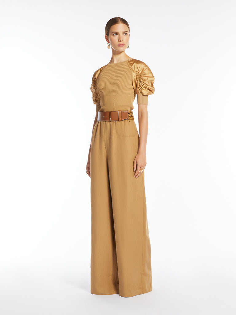 max mara wide linen and silk trousers