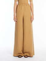 Wide Linen And Silk Trousers for Women - Caramel - Max Mara UAE