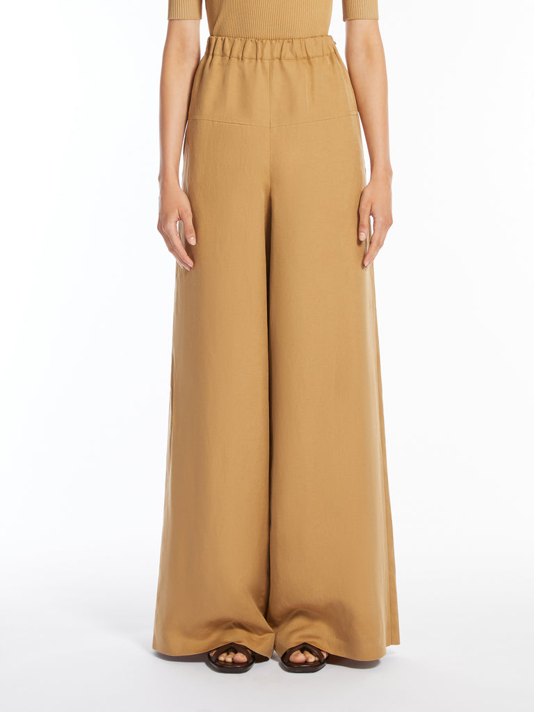 max mara wide linen and silk trousers