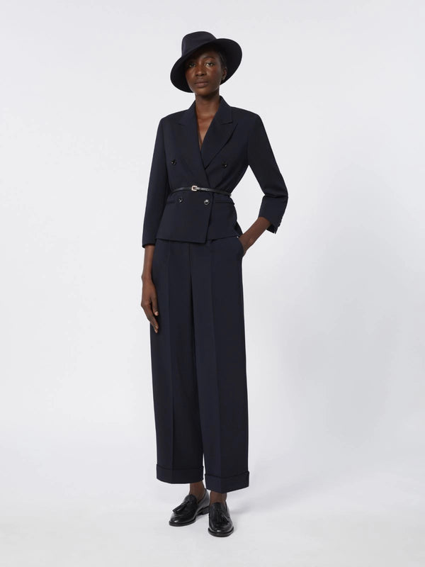High-waisted wool trousers