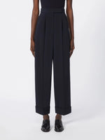 High-waisted wool trousers