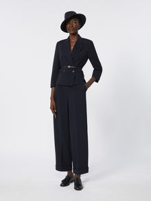 High-Waisted Wool Trousers for Women - Ultramarine - Max Mara UAE