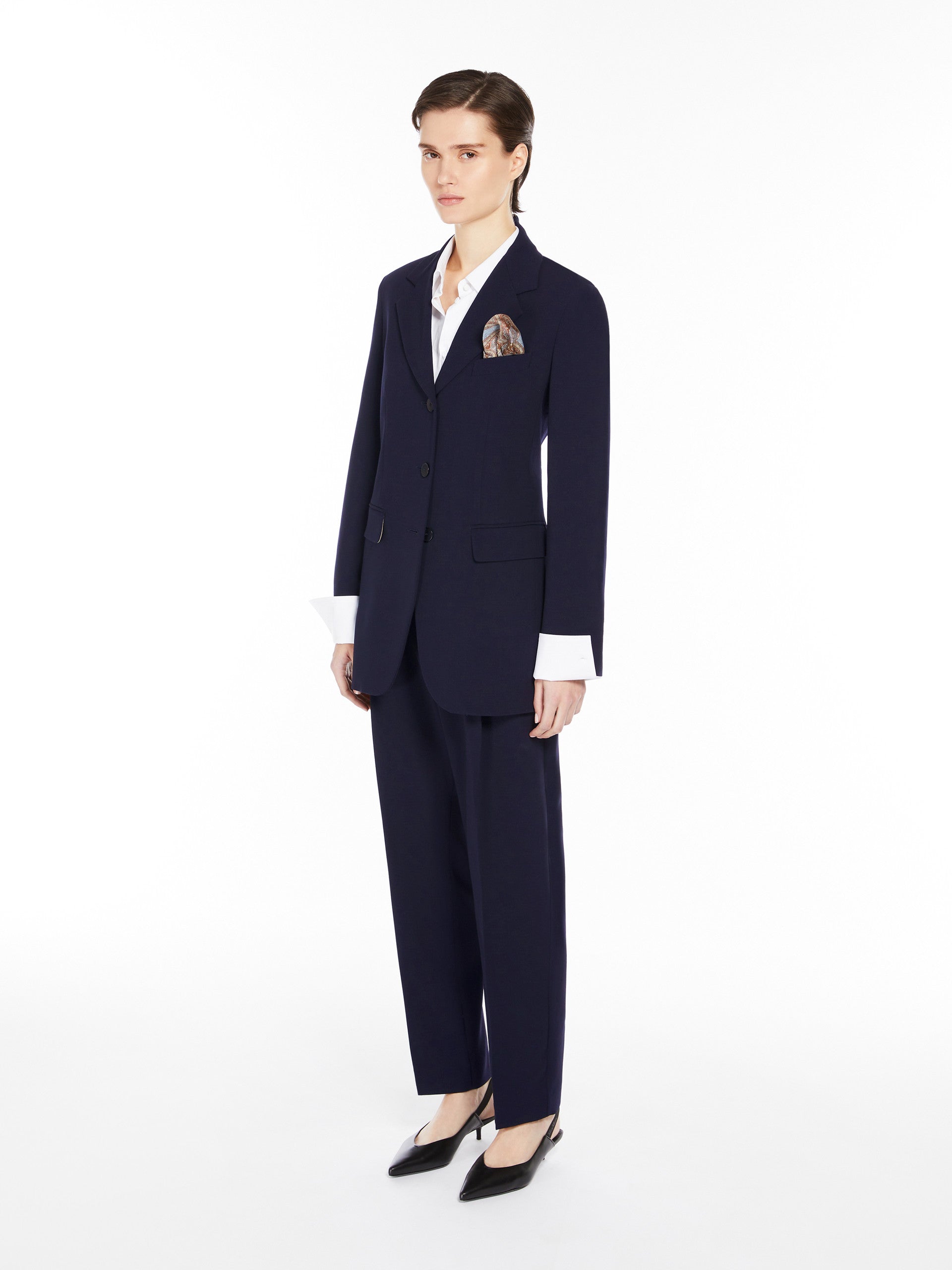 Wool Cady Carrot Trousers for Women - Ultramarine - Max Mara UAE