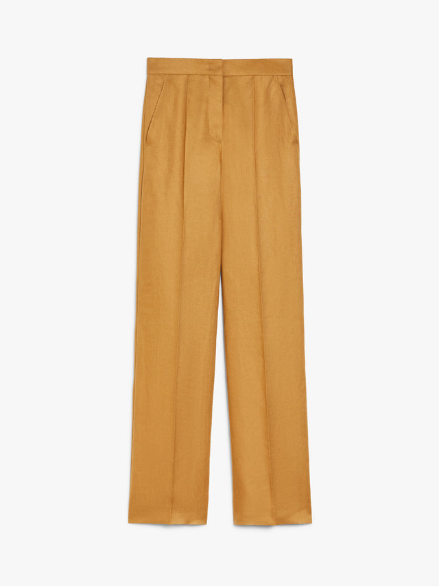 Pure Linen Trousers for Women - Caramel - Max Mara UAE