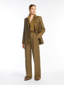 Pure Linen Trousers for Women - Olive Green - Max Mara UAE