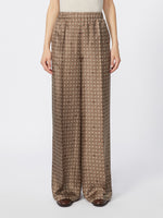 Printed Silk Trousers for Women - Mud - Max Mara UAE