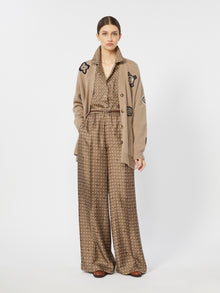 Printed Silk Trousers for Women - Mud - Max Mara UAE