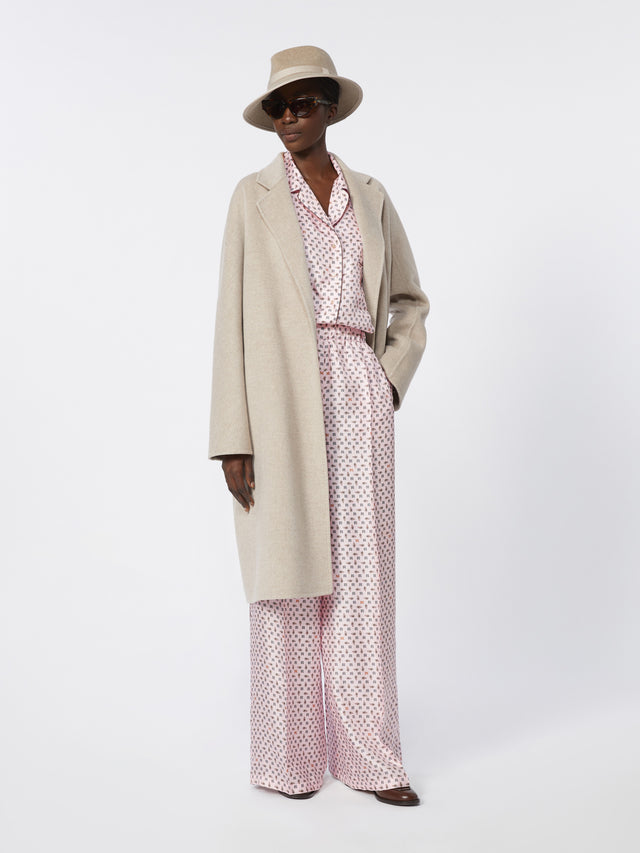 Printed Silk Trousers for Women - Pink - Max Mara UAE