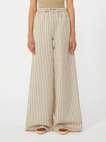 max mara wide-fit striped cotton and silk canvas trousers for women