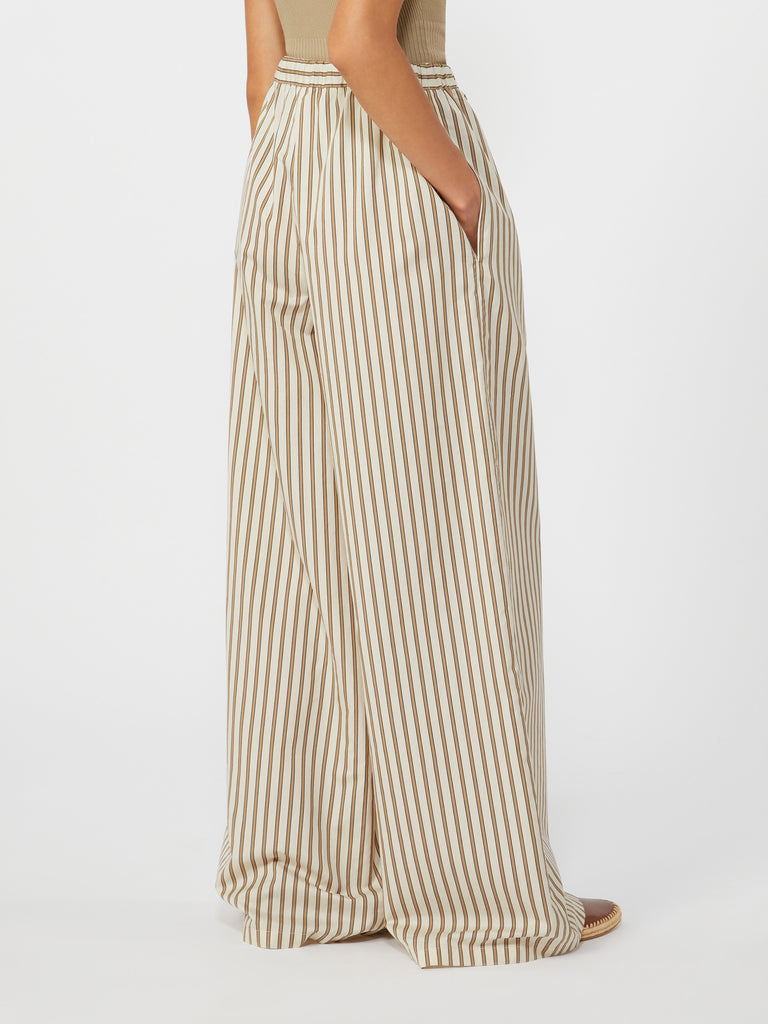 max mara wide-fit striped cotton and silk canvas trousers