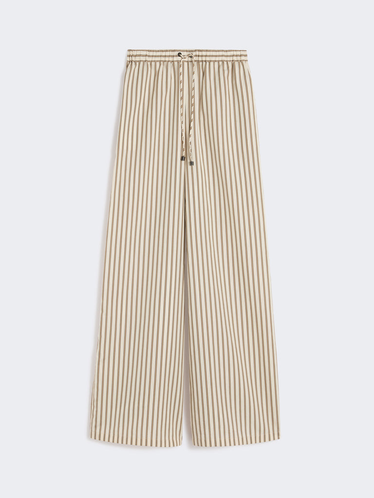 max mara wide-fit striped cotton and silk canvas trousers