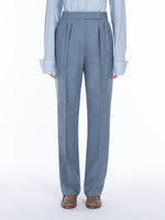 Wool, Mohair And Silk Canvas Trousers for Women - Water - Max Mara UAE