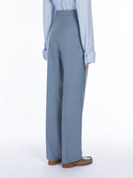 Wool, Mohair And Silk Canvas Trousers for Women - Water - Max Mara UAE