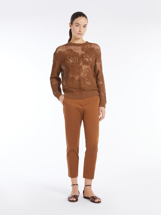 Stretch satin cropped trousers
