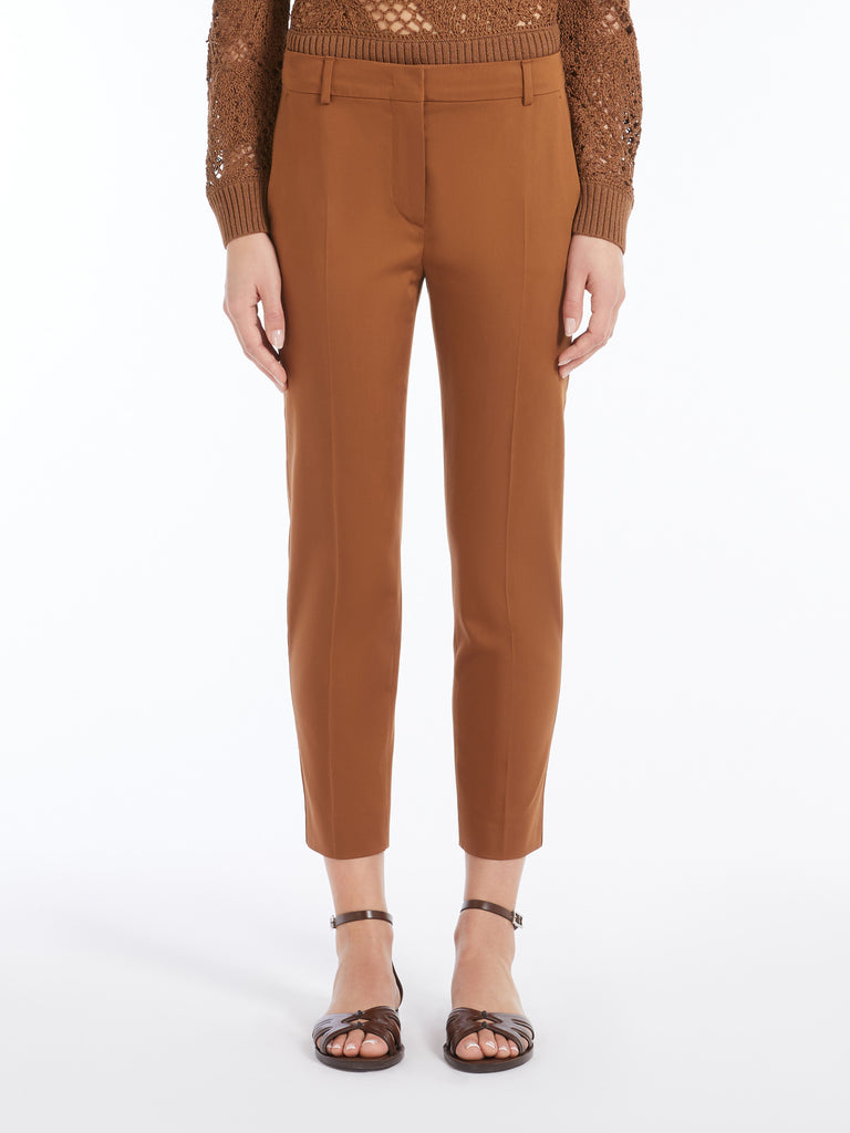 Stretch satin cropped trousers