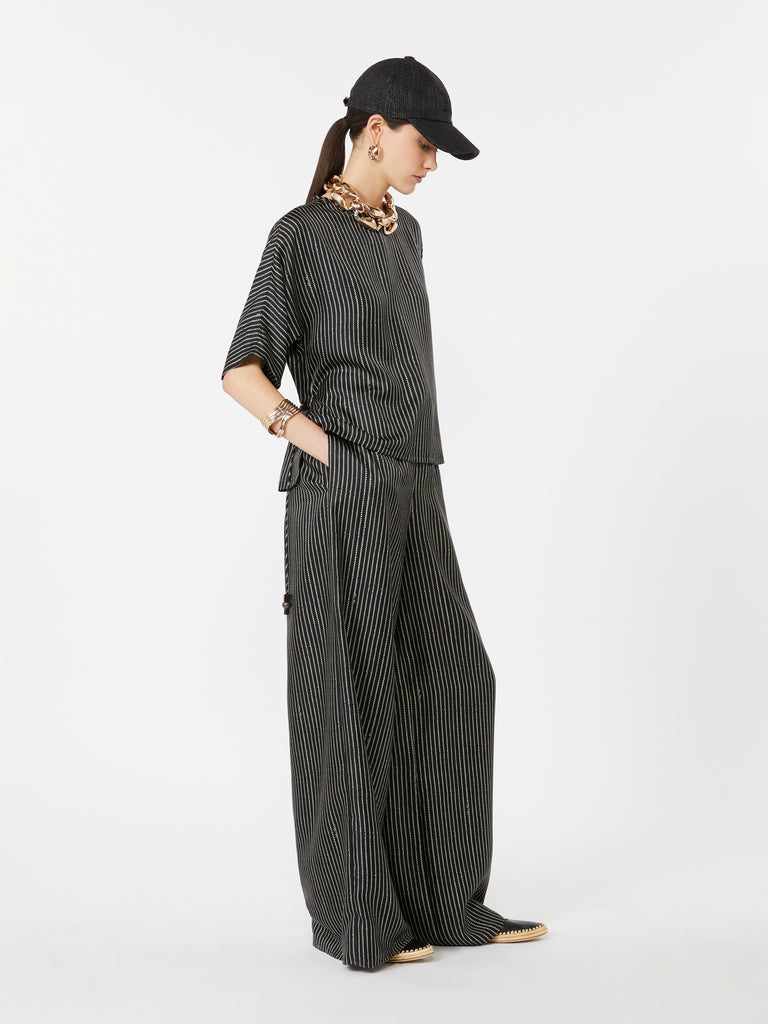 max mara wide-fit printed silk trousers