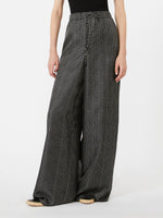 Wide-Fit Printed Silk Trousers for Women - Black White - Max Mara UAE