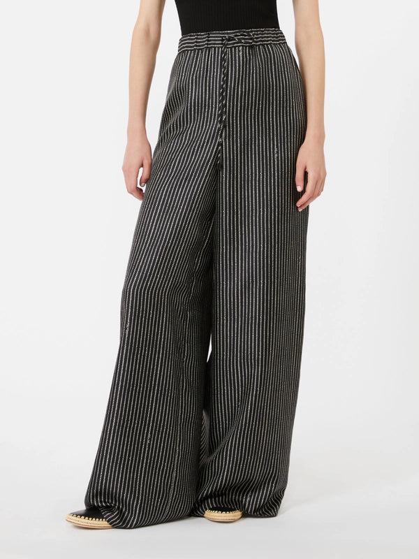 max mara wide-fit printed silk trousers for women