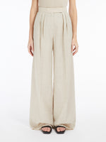 Wool Wide-Leg Trousers for Women - Beige - Max Mara UAE