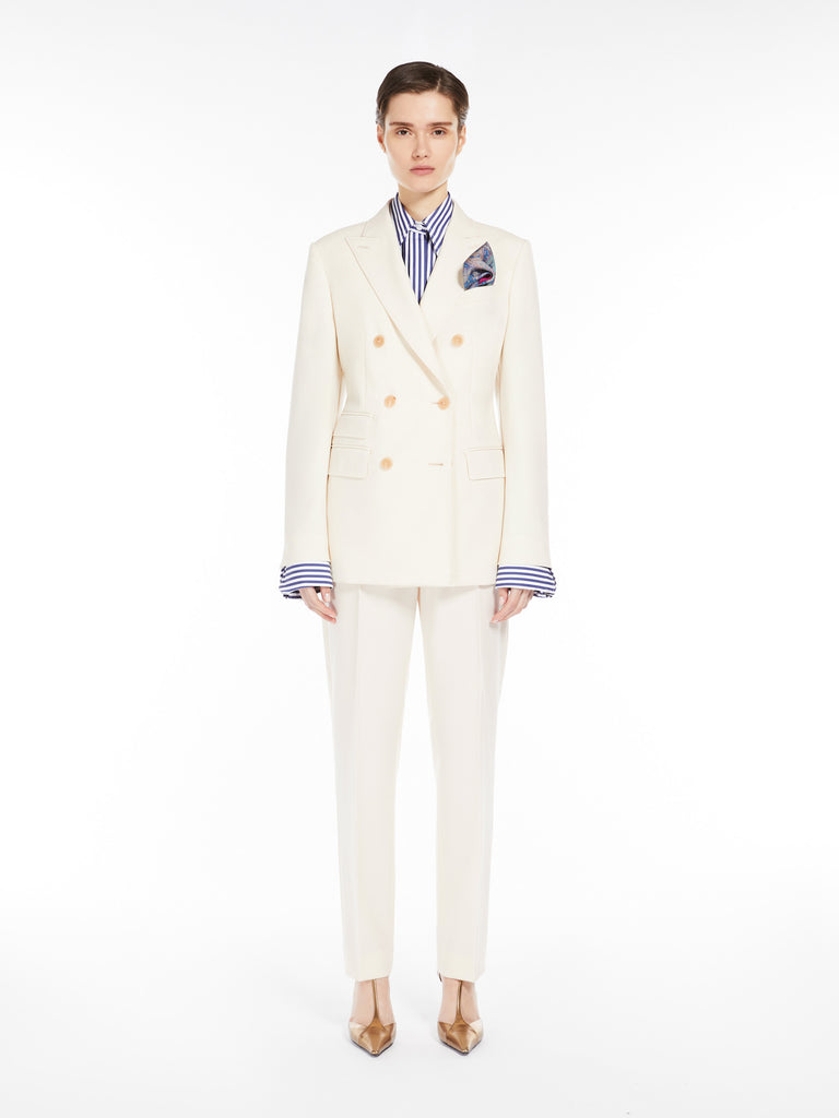max mara slim-fit trousers in wool and mohair canvas