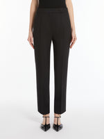 Slim-Fit Trousers In Wool And Mohair Canvas for Women - Black - Max Mara UAE