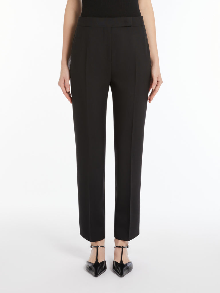 max mara slim-fit trousers in wool and mohair canvas