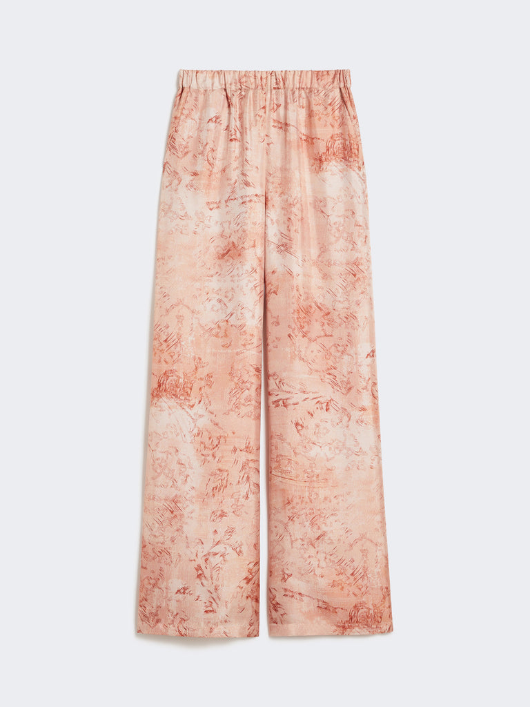 Wide-fit printed silk trousers
