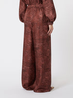 Wide-fit printed silk trousers