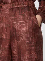 Wide-fit printed silk trousers