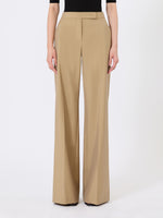 max mara wide trousers in wool and silk poplin for women