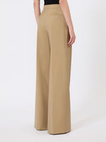 max mara wide trousers in wool and silk poplin for women