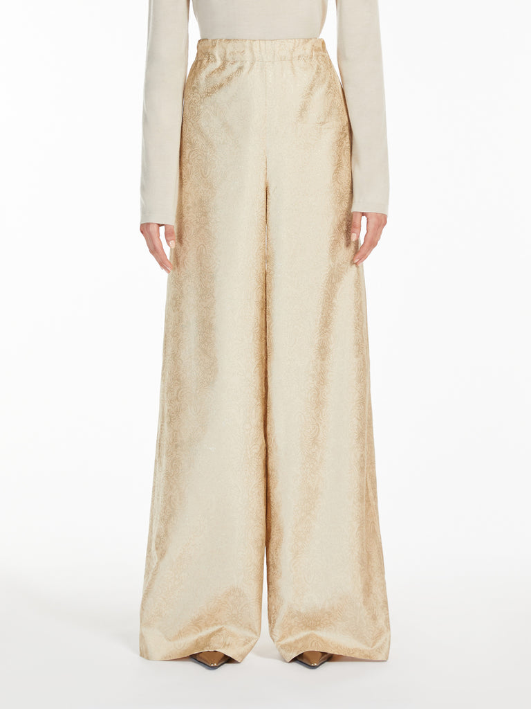 max mara printed silk trousers