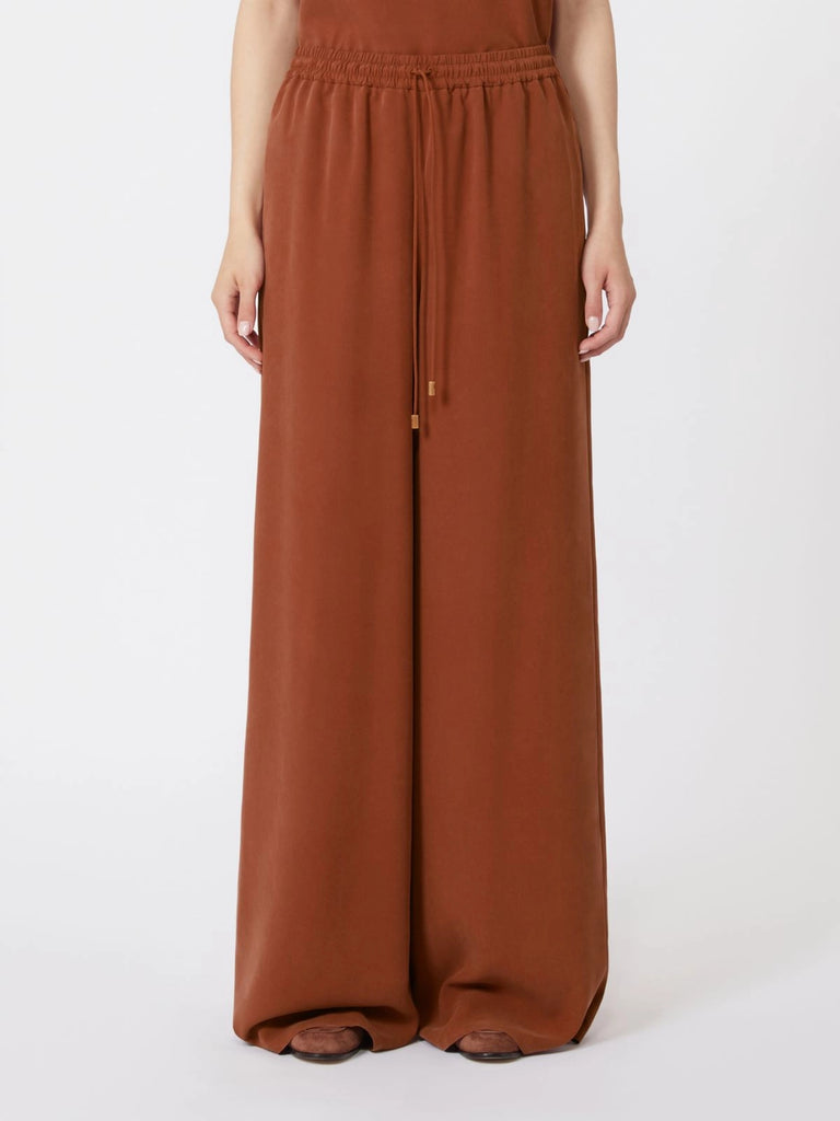 Wide-fit washed silk trousers