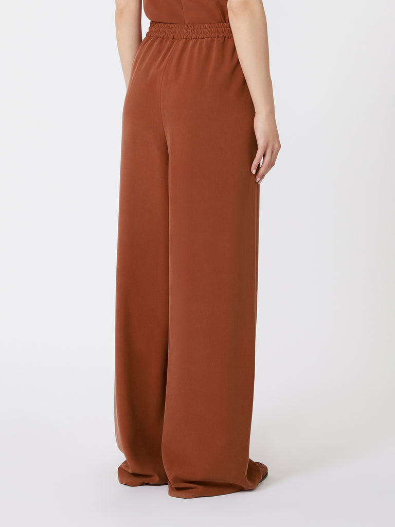 Wide-fit washed silk trousers