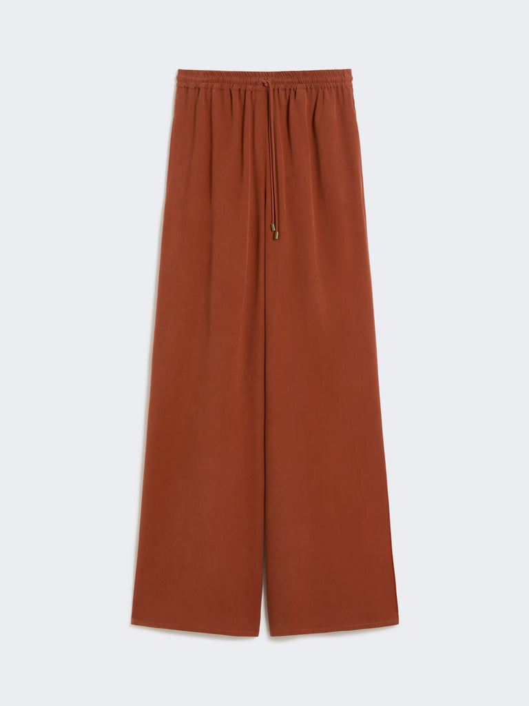 Wide-fit washed silk trousers