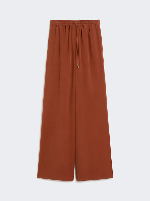 Wide-fit washed silk trousers