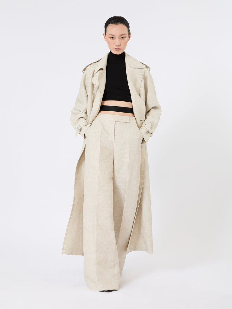 max mara wide-leg trousers in linen drill
