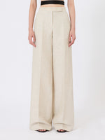 max mara wide-leg trousers in linen drill for women