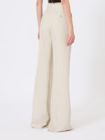 max mara wide-leg trousers in linen drill for women