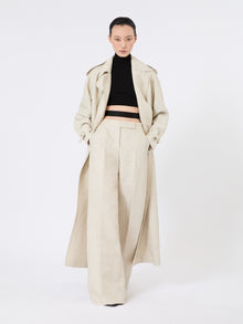 max mara wide-leg trousers in linen drill for women