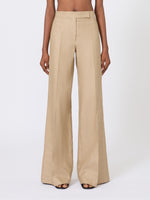 max mara regular-cut trousers in linen basketweave for women