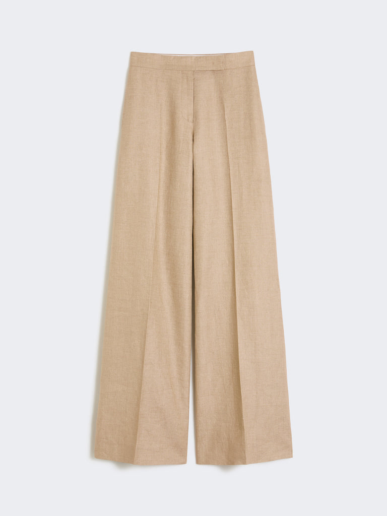 max mara regular-cut trousers in linen basketweave