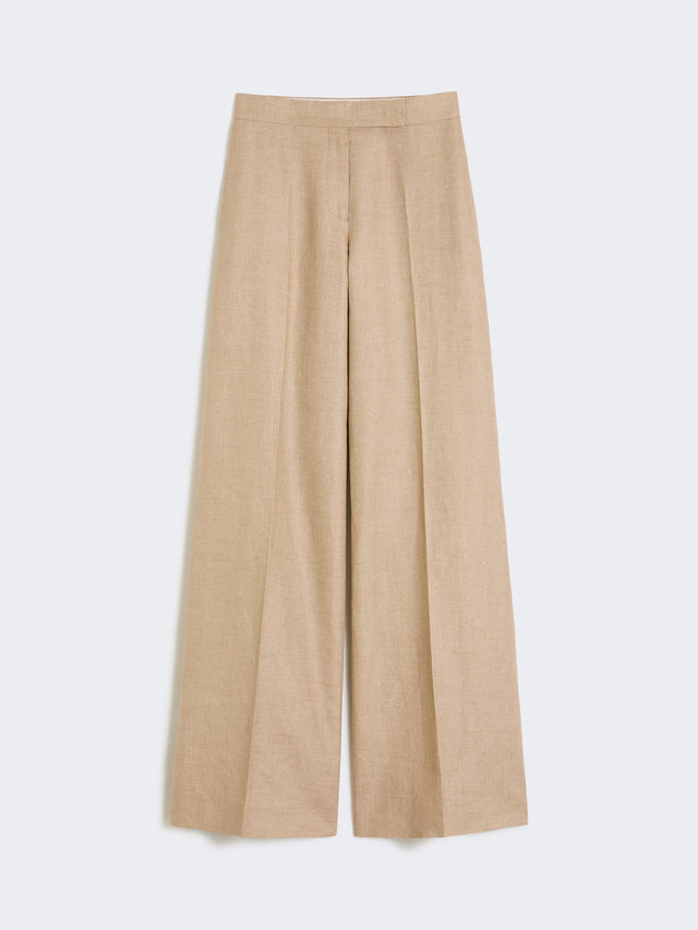 max mara regular-cut trousers in linen basketweave for women