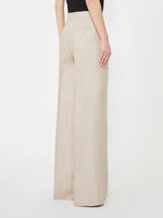 Wide-leg trousers in linen basketweave
