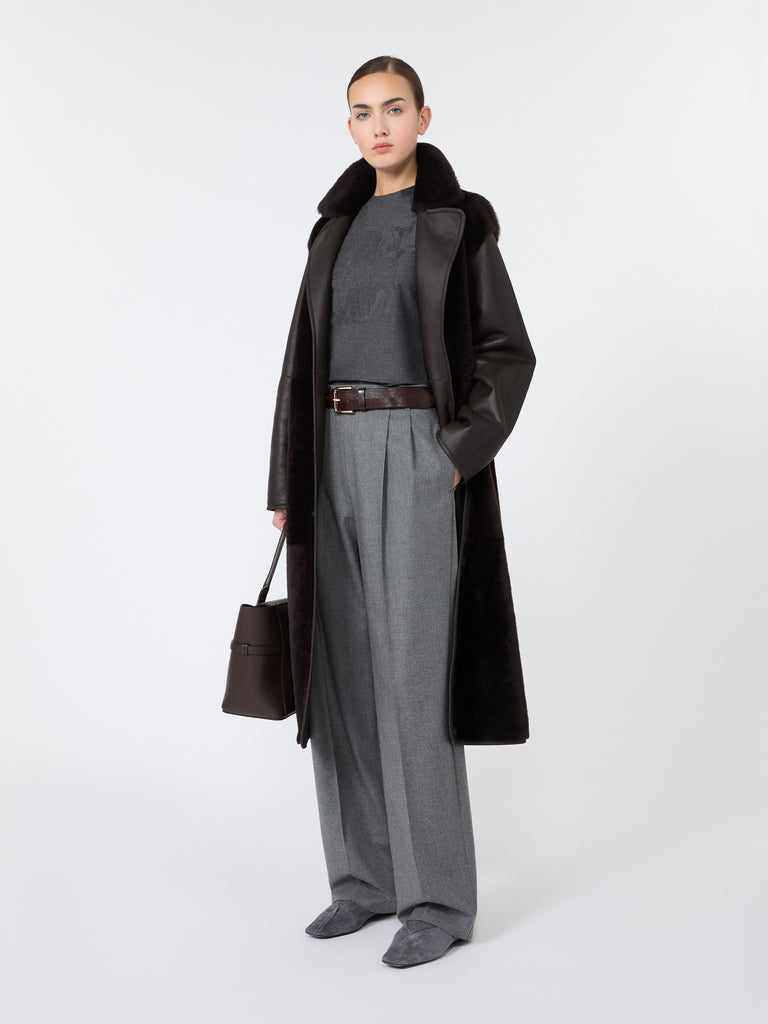 max mara slim cashmere foule trousers